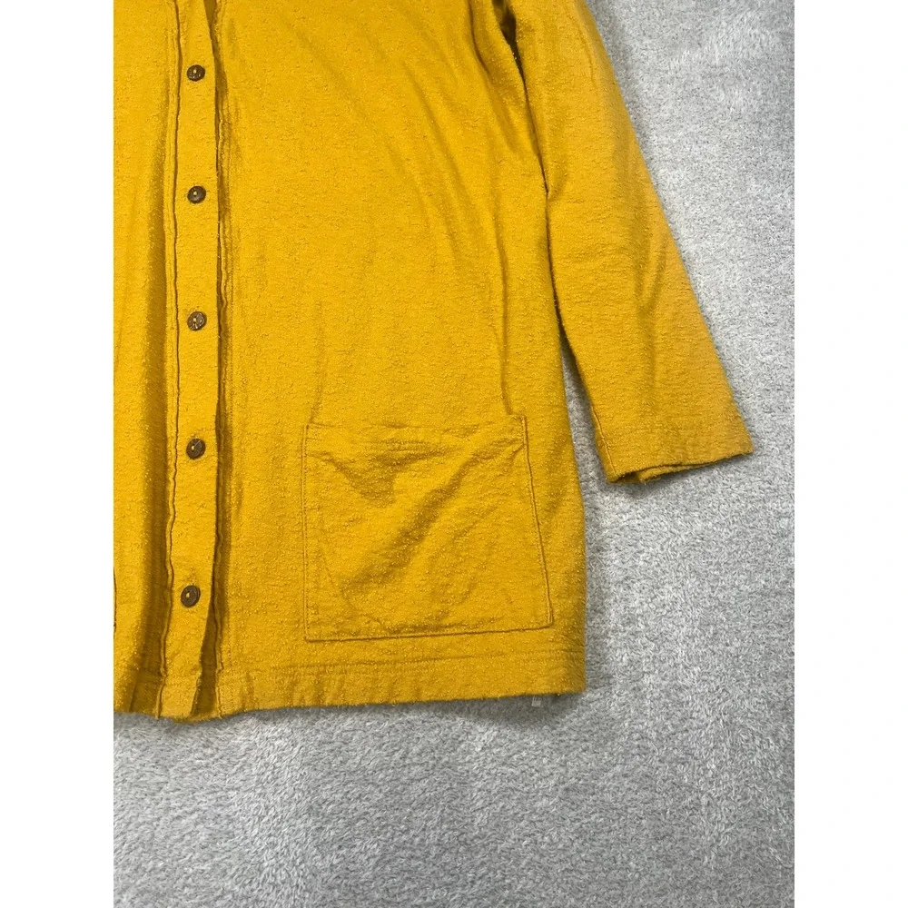 Free People Beach Mustard Yellow Cotton Button Front Cardigan Sweater Small Boho